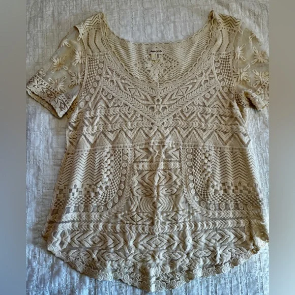 Anthropologie Cream Lace Blouse - Picture 1 of 5